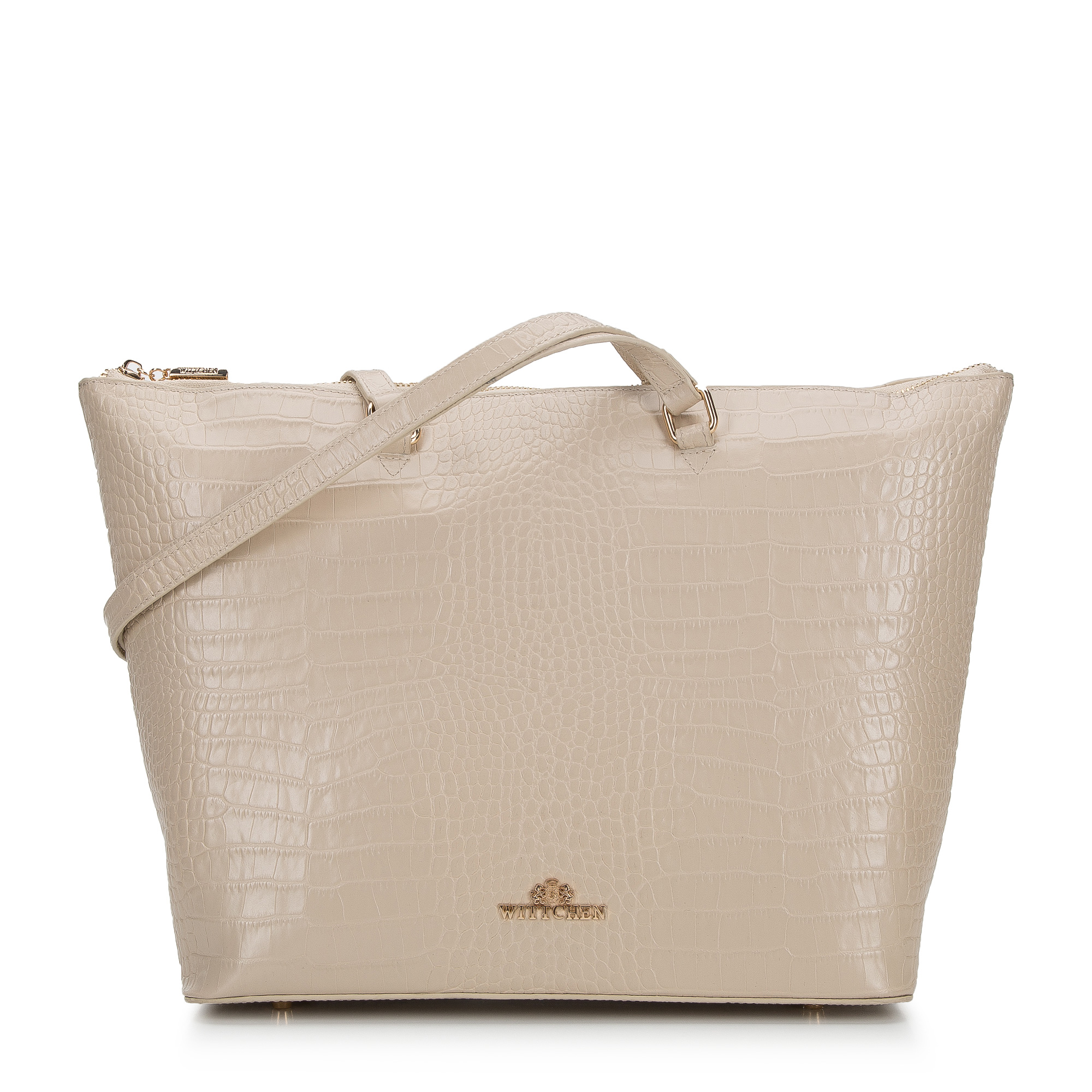 Torebka shopperka skórzana o fakturze croco