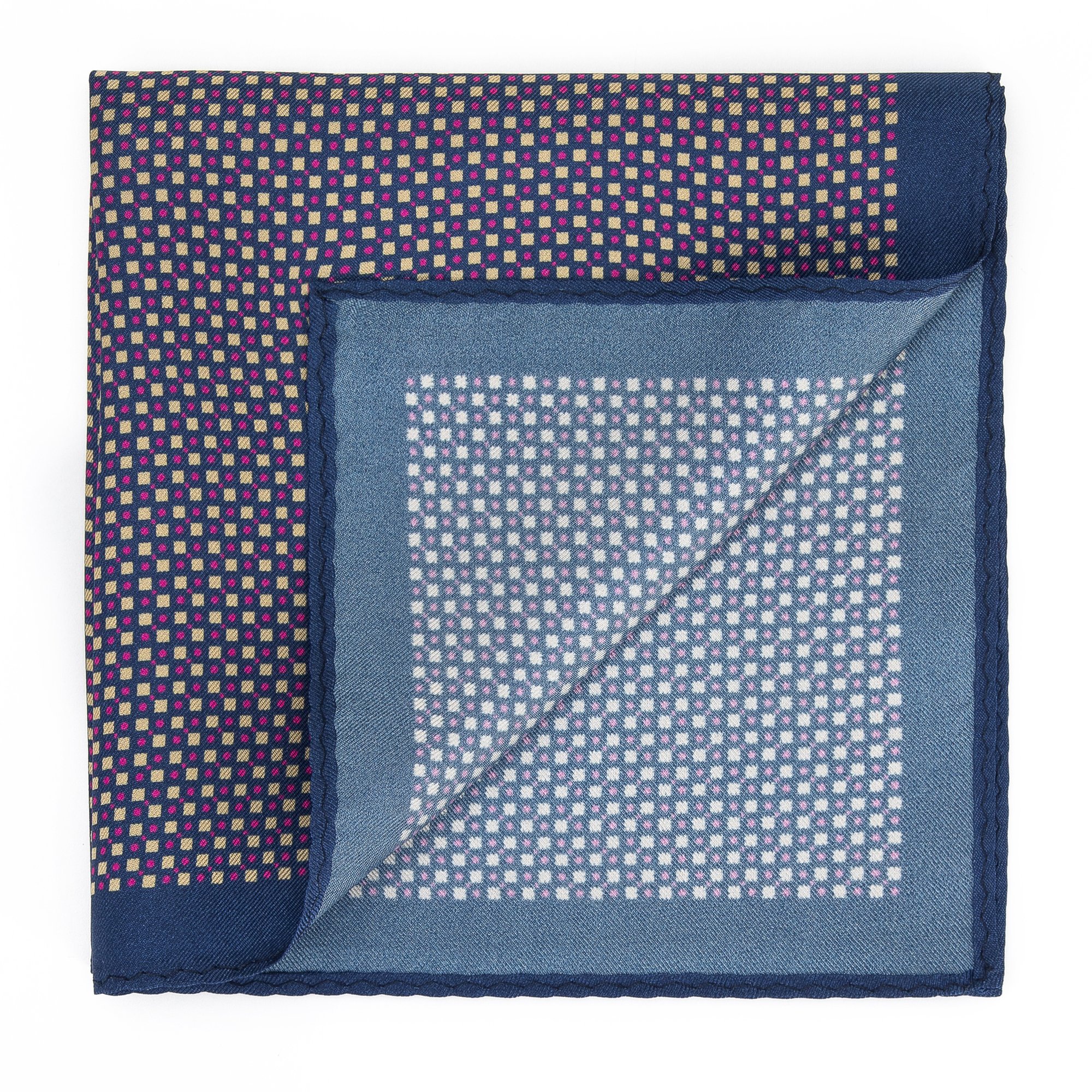 Poszetka jedwabna we wzory złoto-różowa