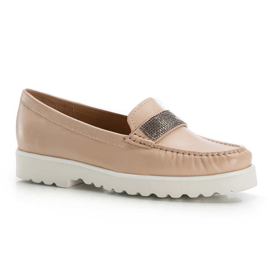 Damskie creepersy skórzane z kryształkami