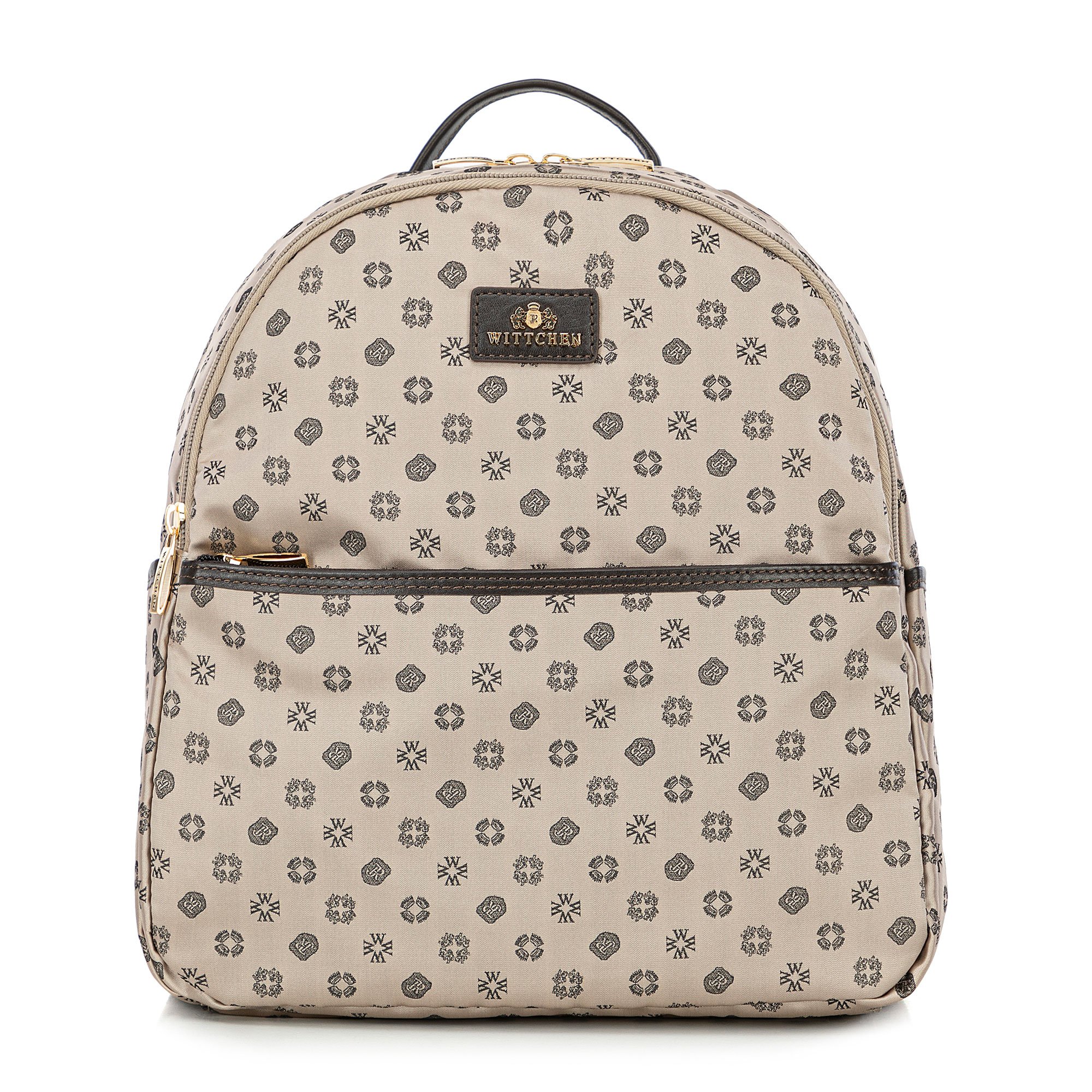 Plecak damski półokrągły elegancki w monogram beżowy