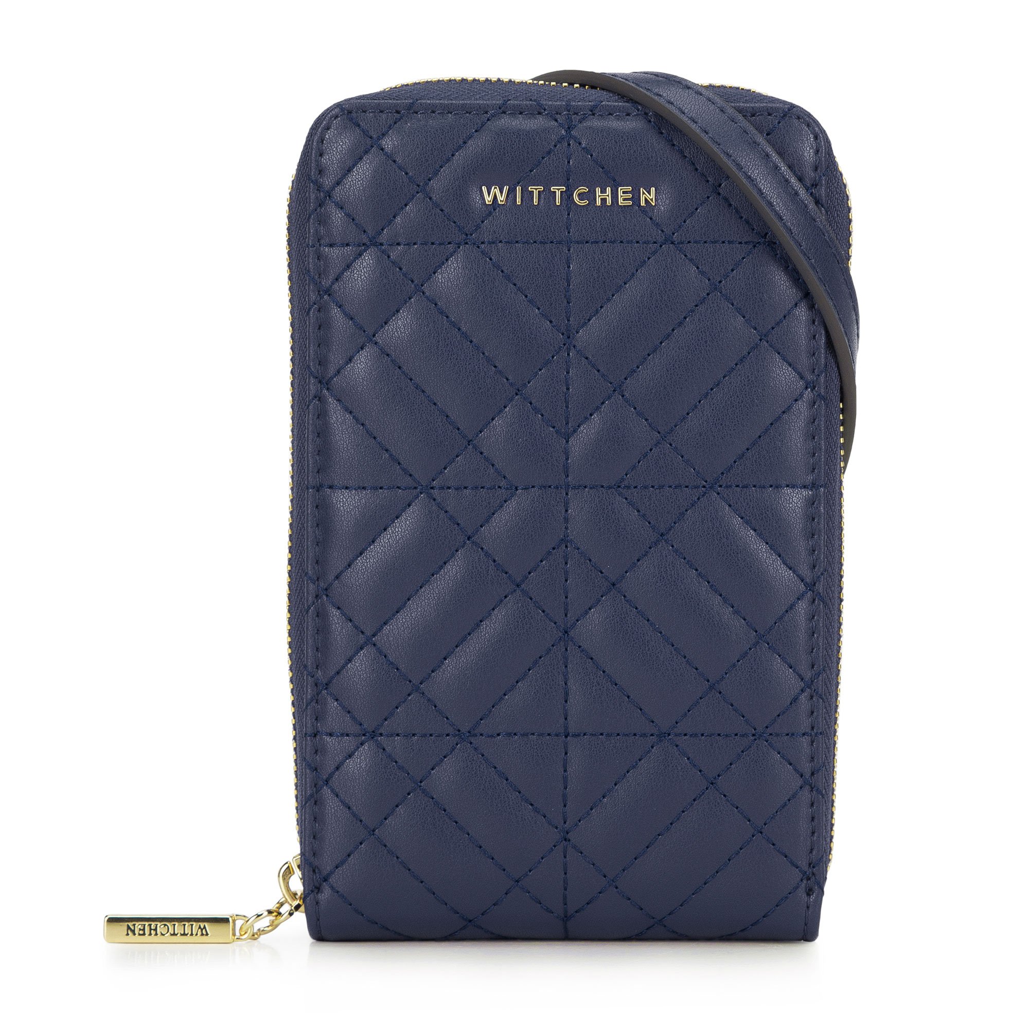 Minitorebka skórzana pikowana granatowa