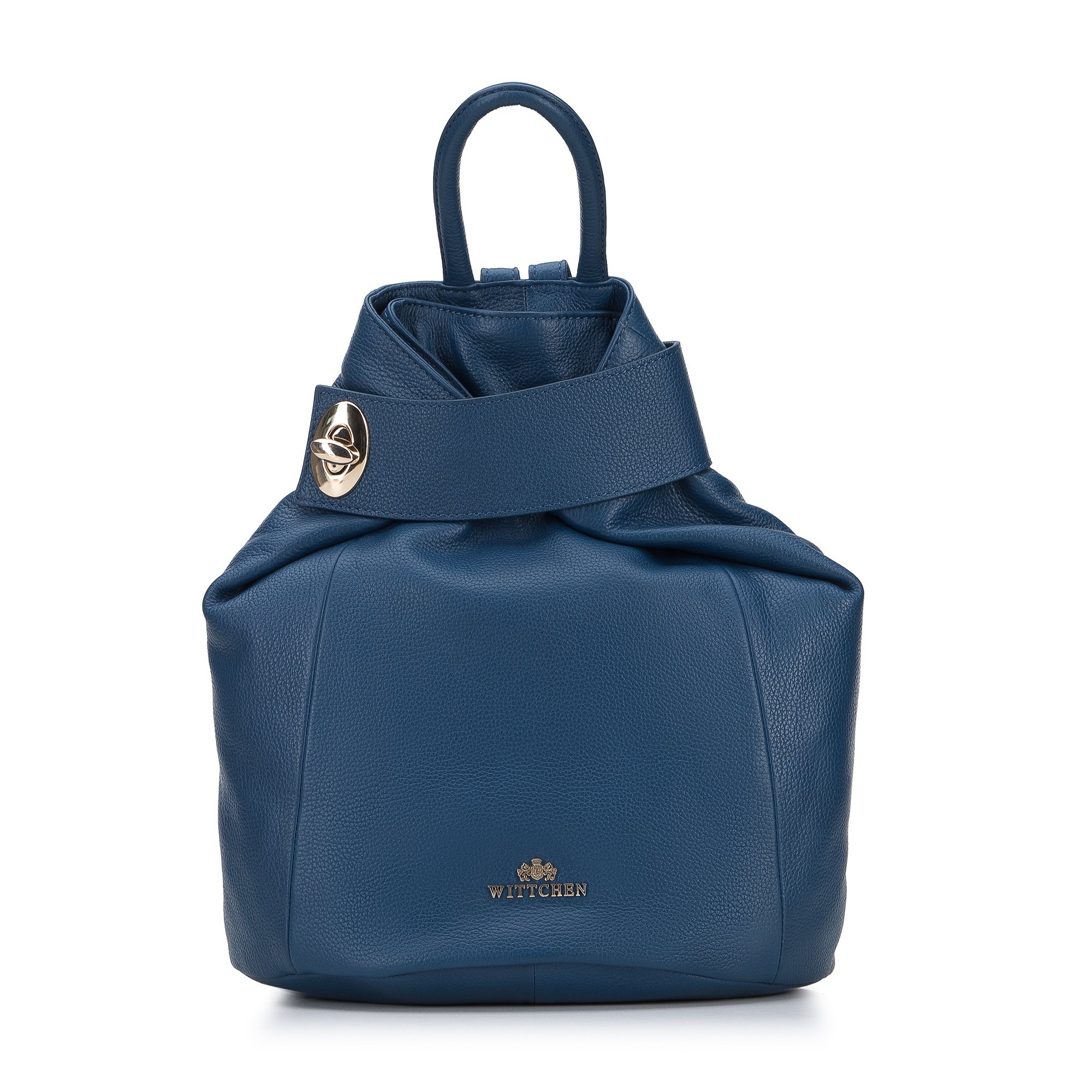 Damski plecak skórzany z opaską ciemnoniebieski