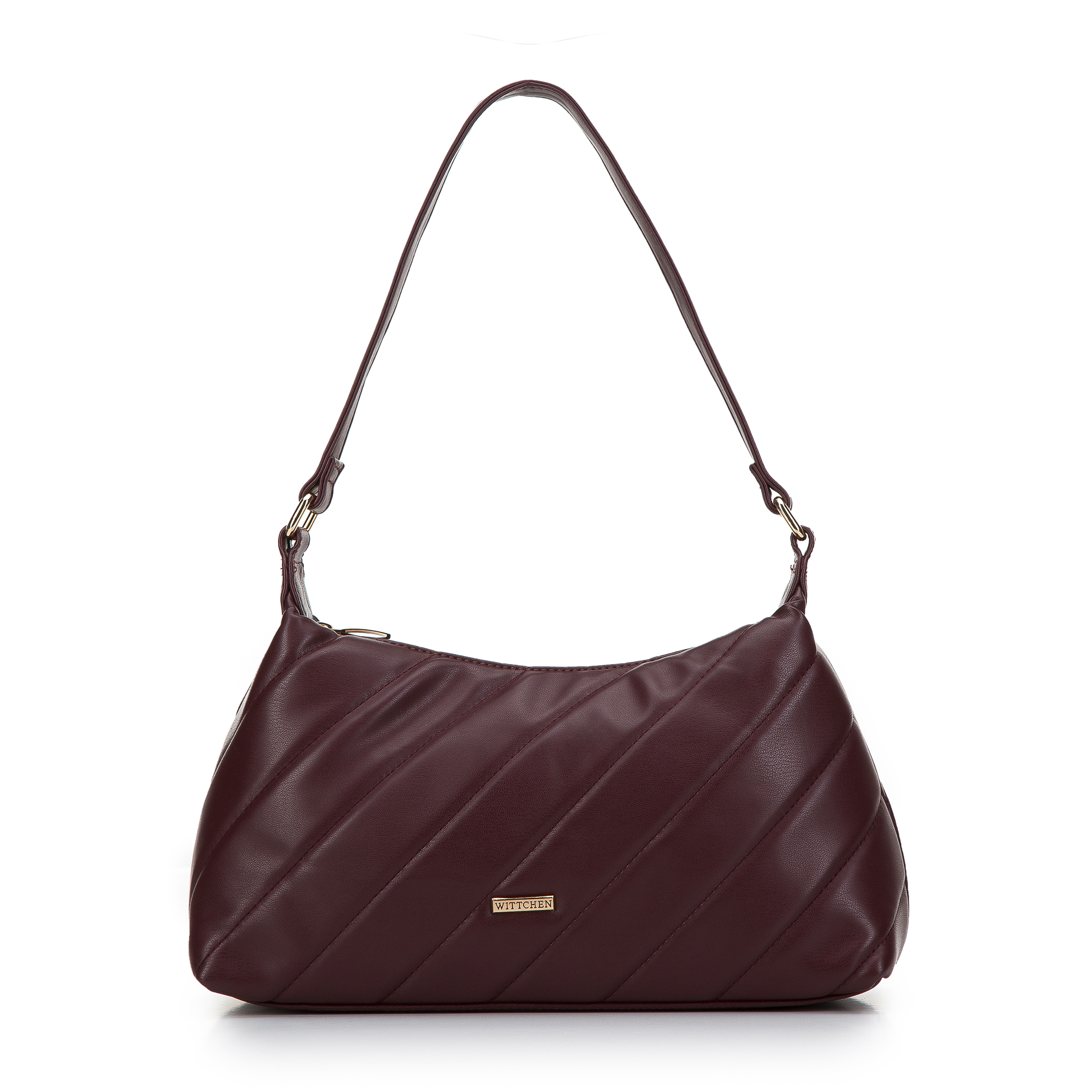 Damska torebka na ramię pikowana trapezowa śliwkowa