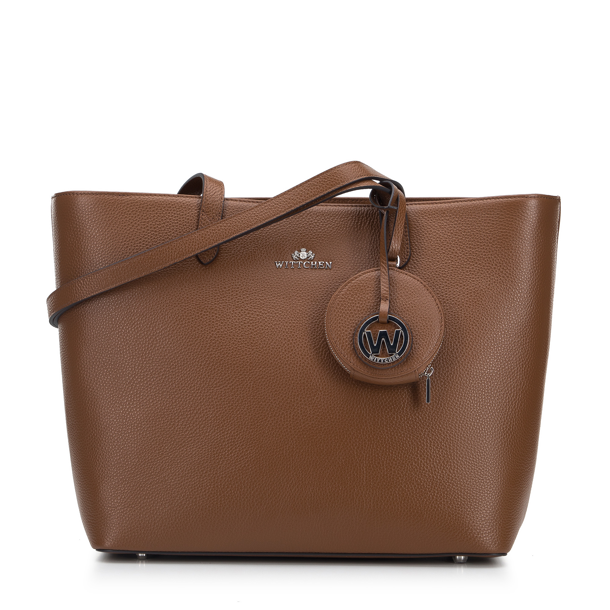 Torebka shopperka ze skóry naturalnej z etui i breloczkiem