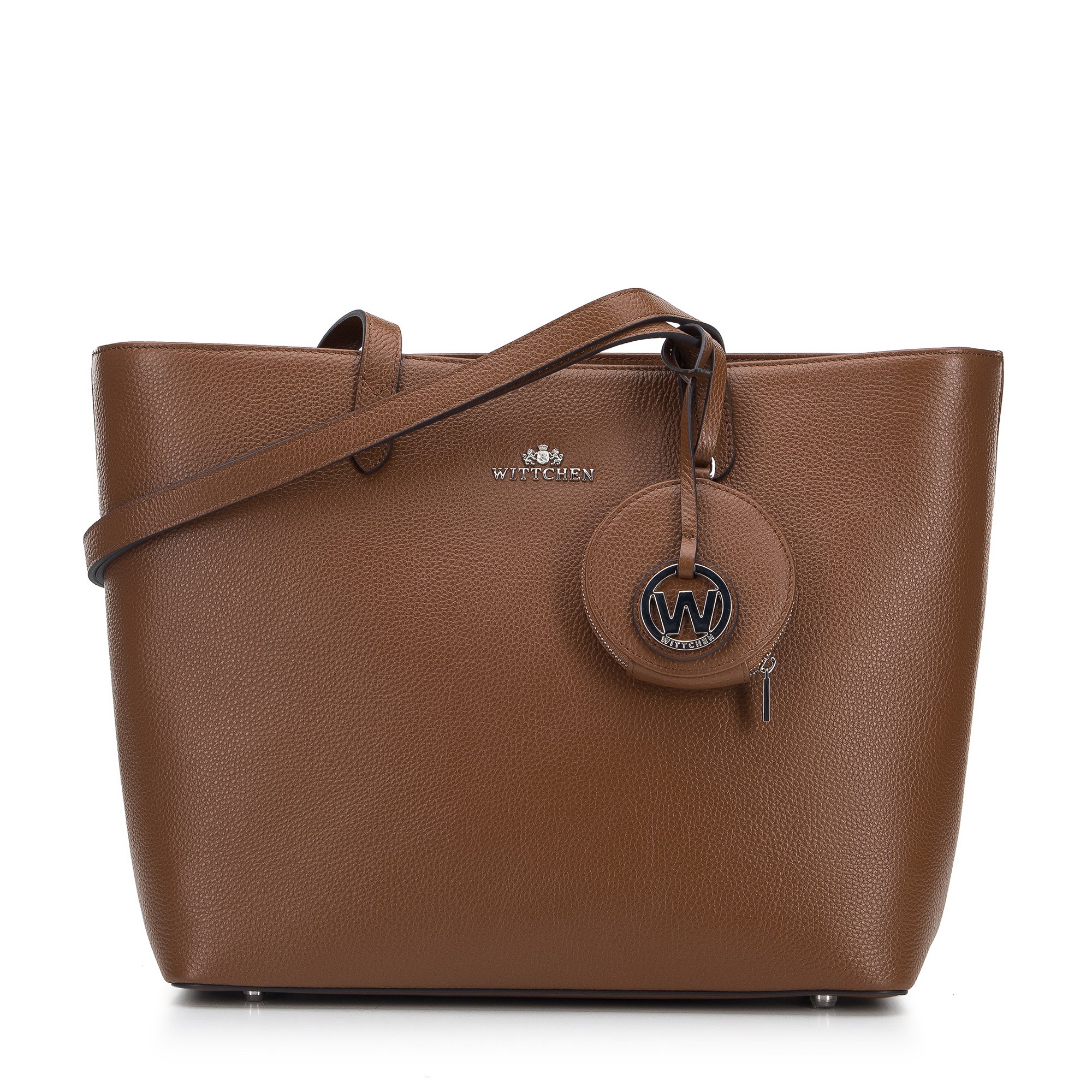 Torebka shopperka ze skóry naturalnej z etui i breloczkiem