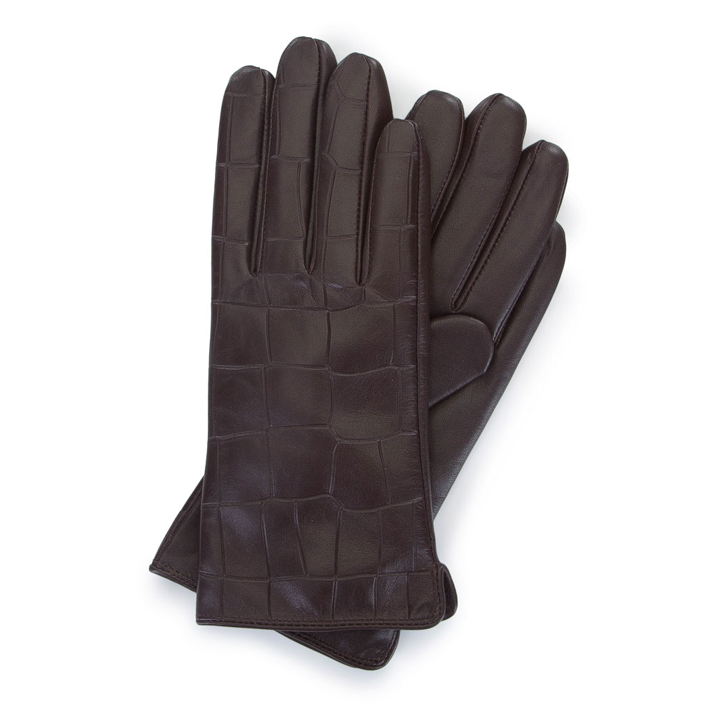 Damskie rękawiczki ze skóry croco