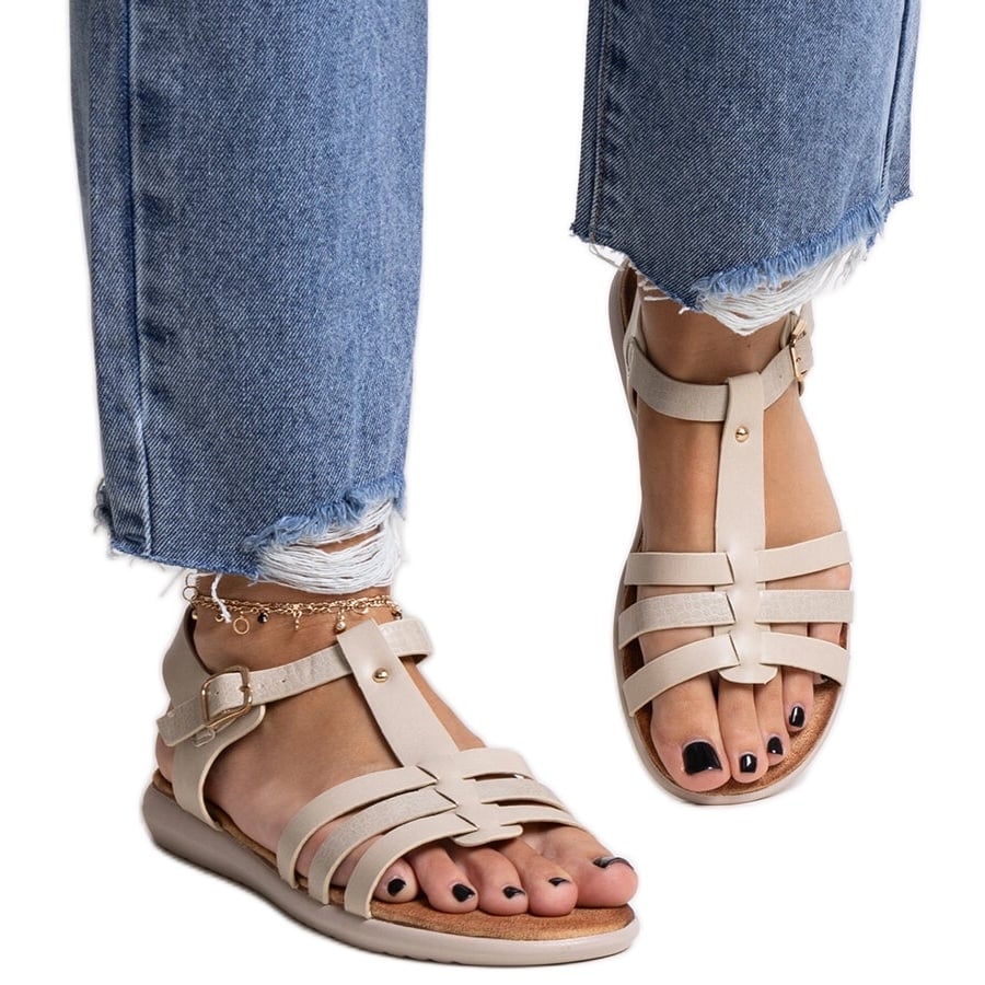 Beżowe sandały z eco skóry Grimalda beżowy