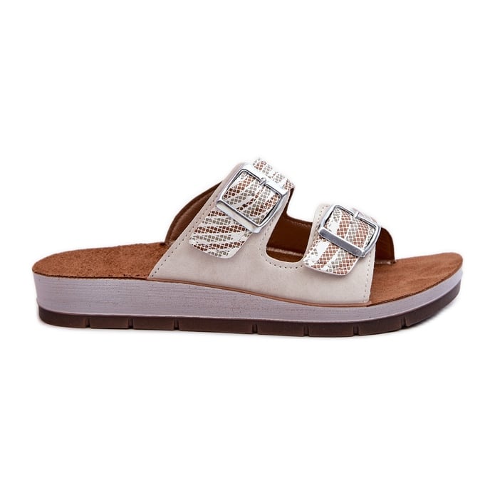 Wygodne Klapki Damskie Z Klamrami Inblu CP000045 Beżowe beżowy