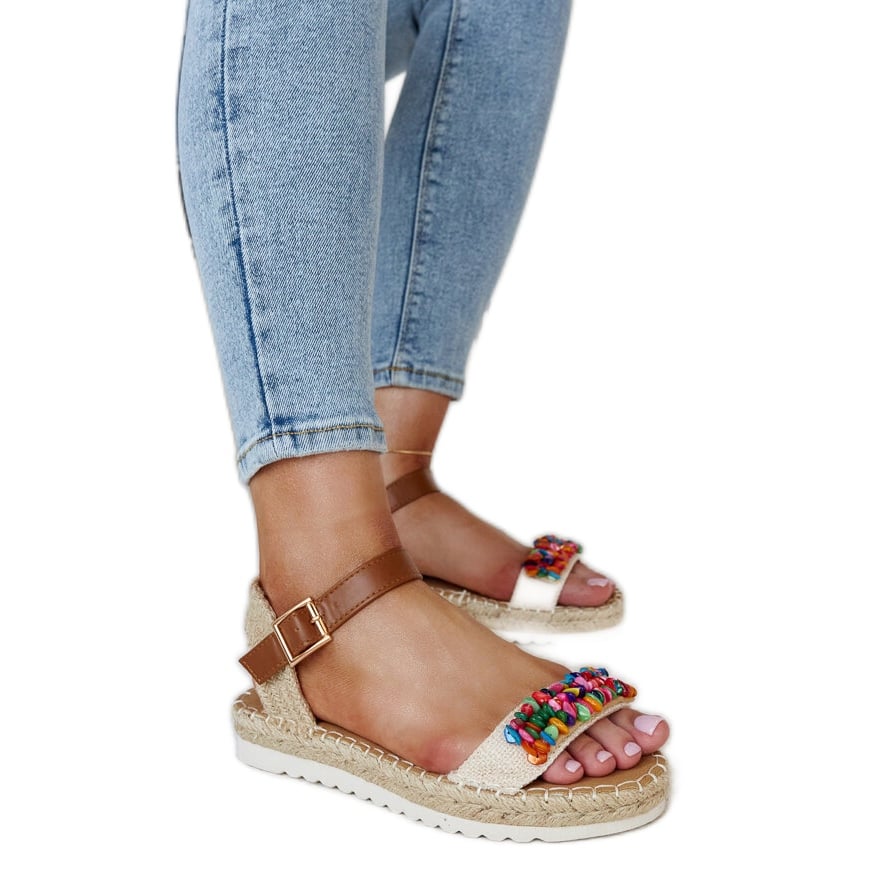 Beżowe sandały z kolorowymi kamyczkami Galatine beżowy