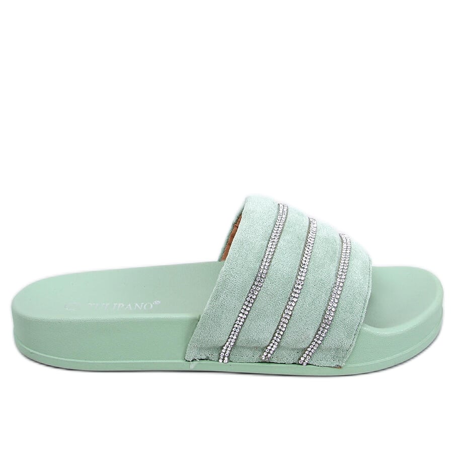 Klapki z cyrkoniami Lynne Green zielone