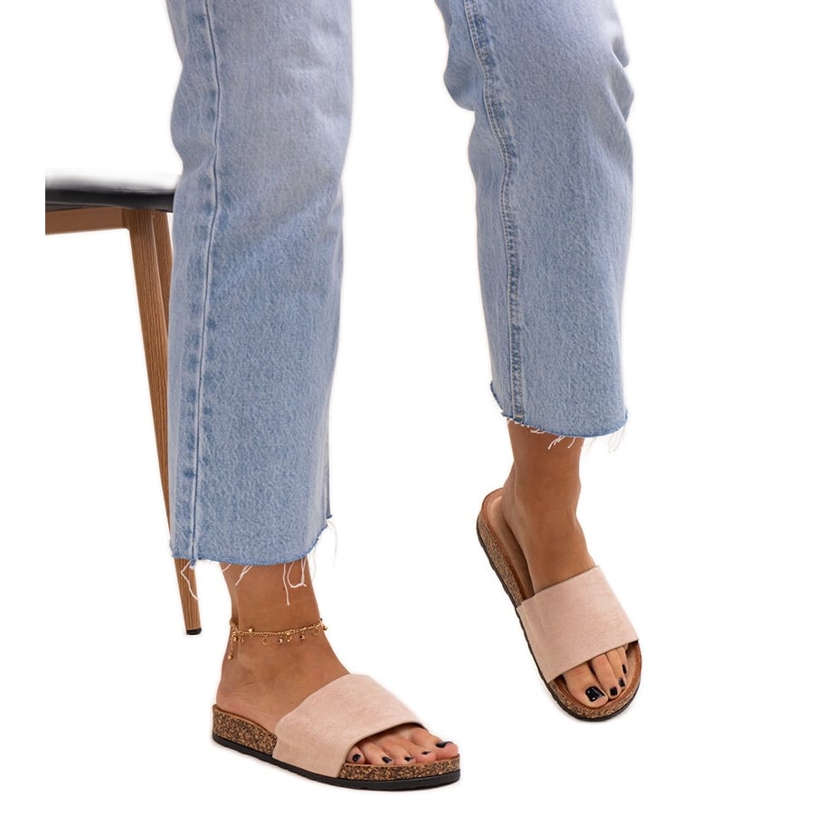 Klasyczne klapki na korkowej podeszwie Matilte beżowy