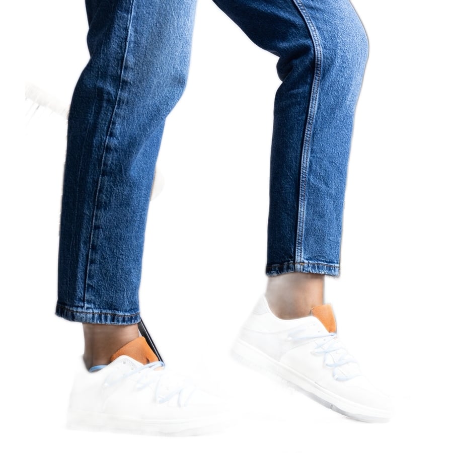 Szare sneakersy niebieskie sznurówki Aucoin białe