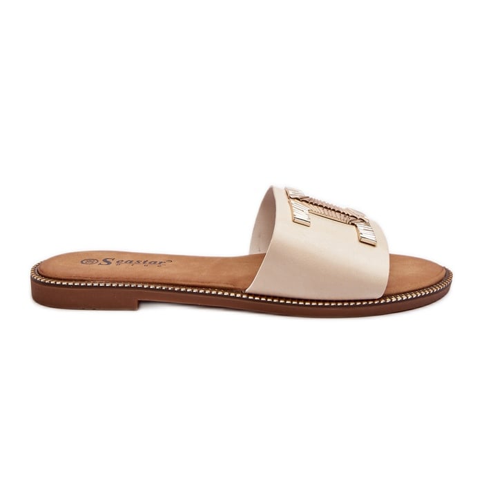 Seastar Klapki Damskie Z Ozdobą Beżowe Ollavia beżowy