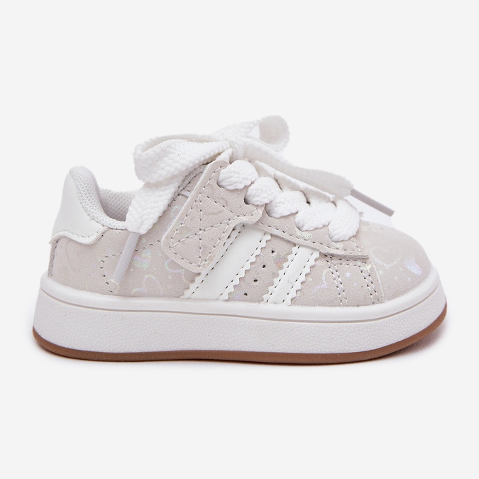 Buty Sportowe Sneakersy Dziecięce W Serduszka Białe