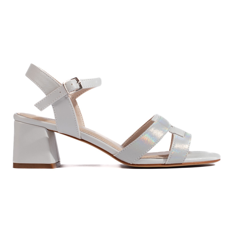 Szare połyskujące sandały damskie Sergio Leone