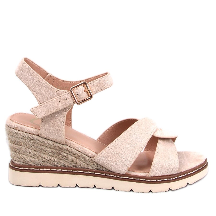 BM Espadryle na koturnie Sermon Beige beżowy