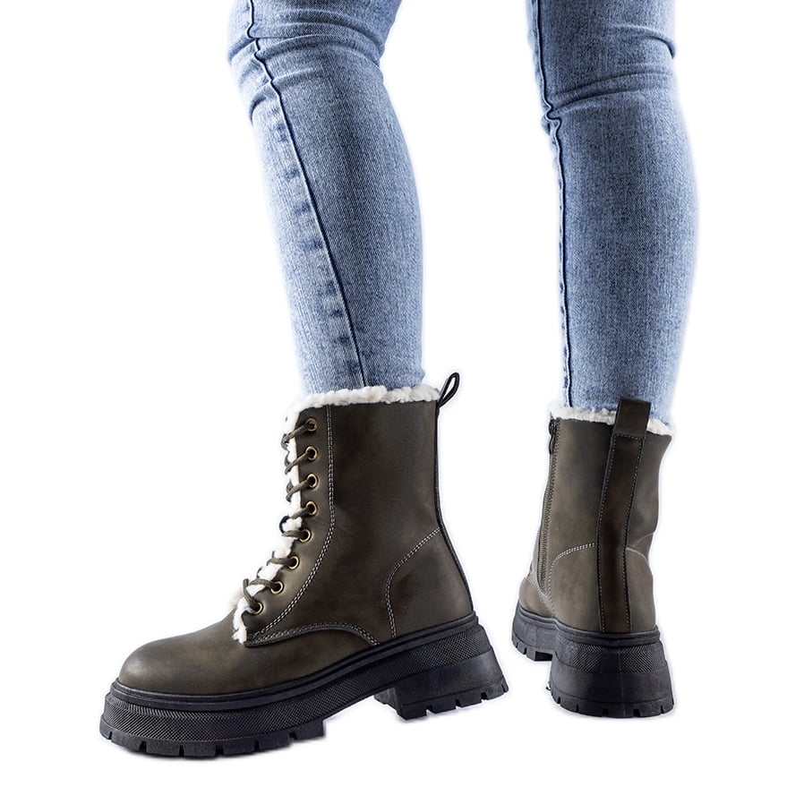 Zielone ocieplane traperki Tadasuni