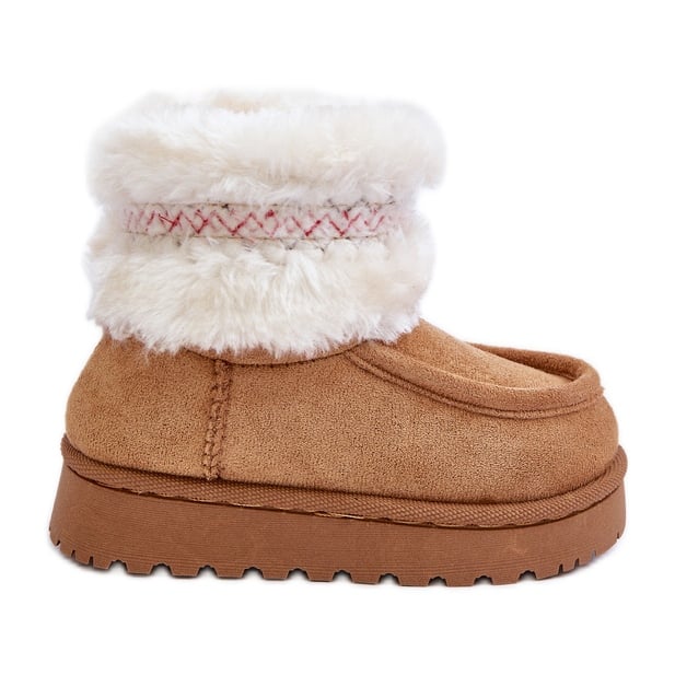 Śniegowce Botki Dziecięce Z Futerkiem I Wzorem Camel Melefia beżowy