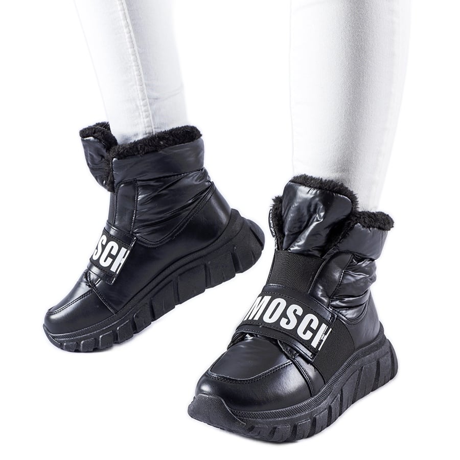 Czarne ocieplane sniegowce na platformie Bend