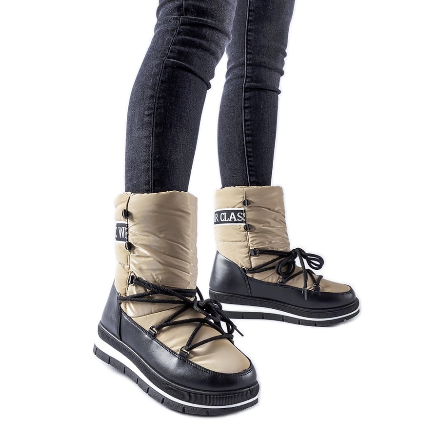 Ciemnobeżowe śniegowce na platformie Vineyard beżowy