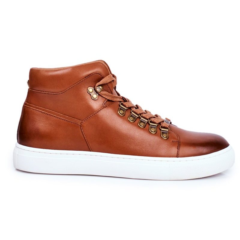 Męskie Trampki Skórzane GOE Brązowe GG1N3011