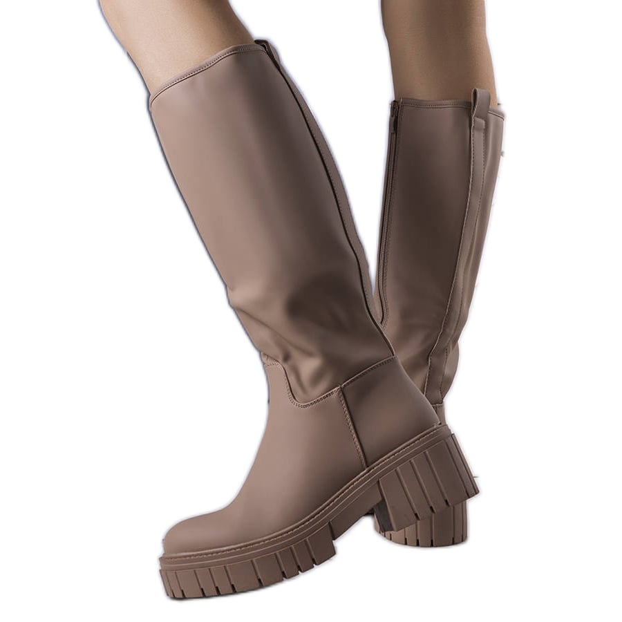 PA1 Brązowe ocieplane kozaki Salda beżowy