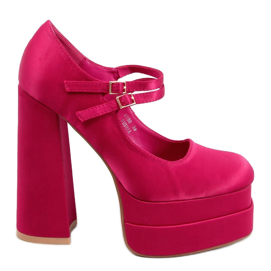 BM Czółenka na platformie satynowe Prandi Fuksja różowe