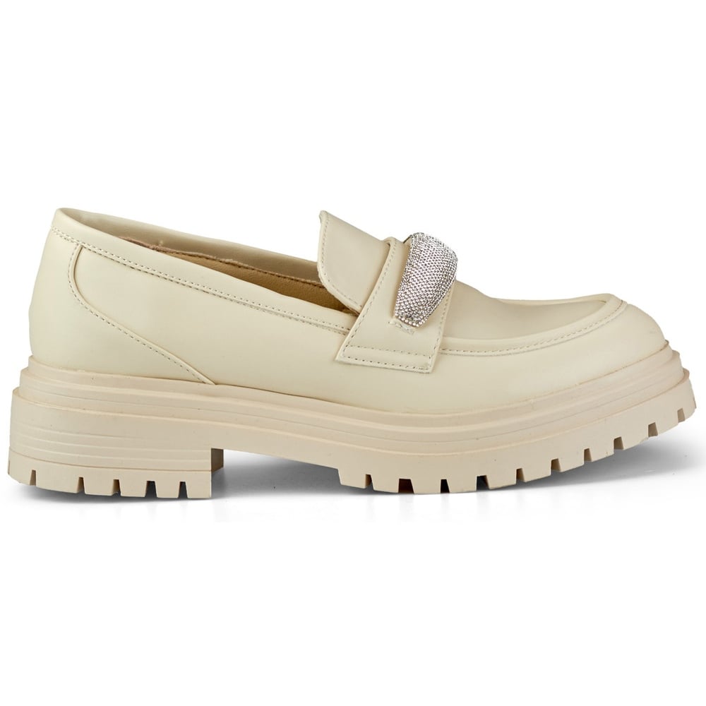 Beżowe półbuty z cyrkoniami beżowy