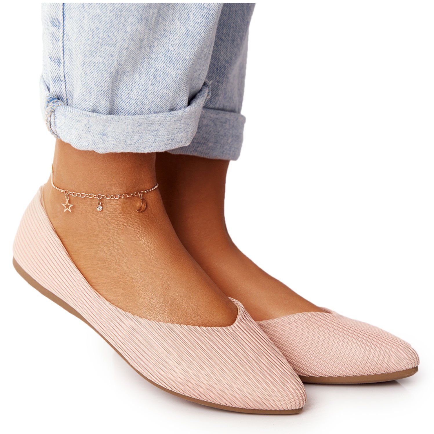 Delikatne Baleriny W Szpic Vinceza 2187 Różowe