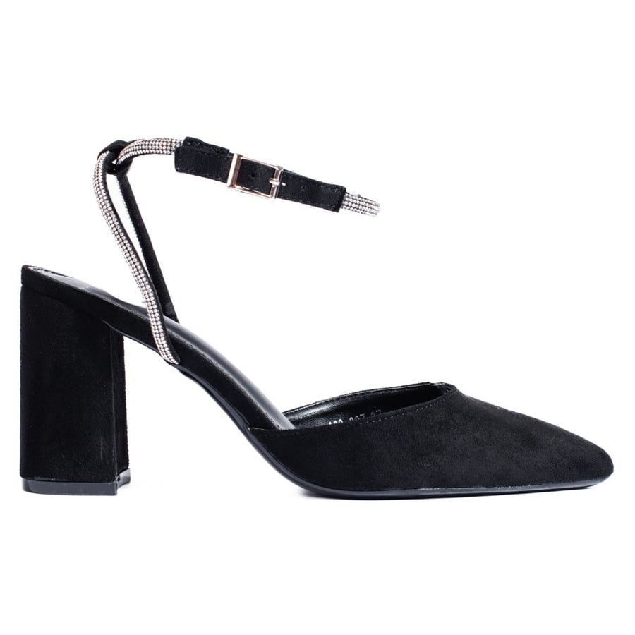 Czarne zamszowe czółenka z odkrytą pietą Shelovet