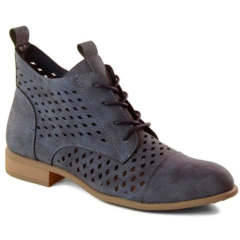Botki wiosenne ażurowe Jezzi W JEZ392A niebieskie