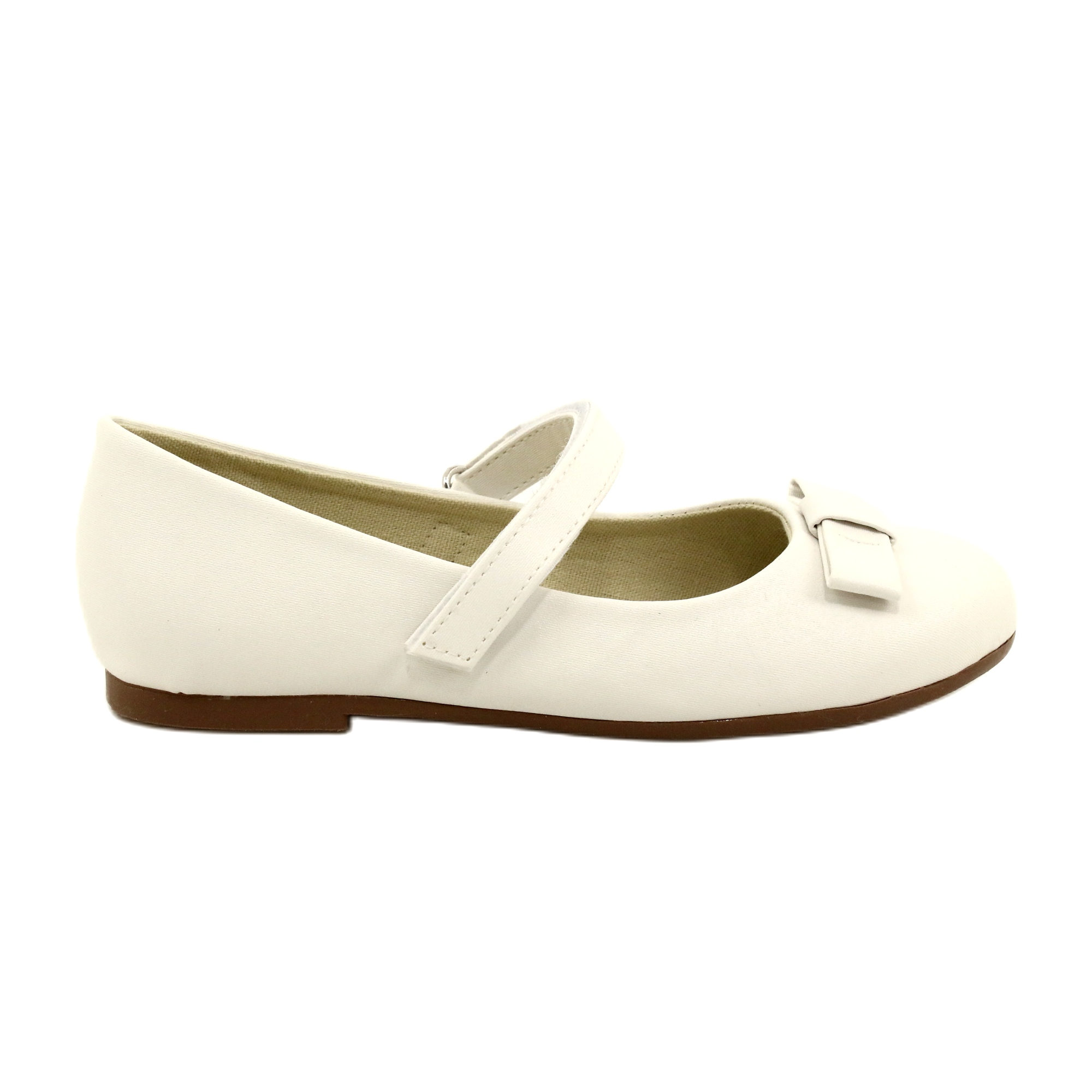 Balerinki Z Kokardą Na Rzepy Białe