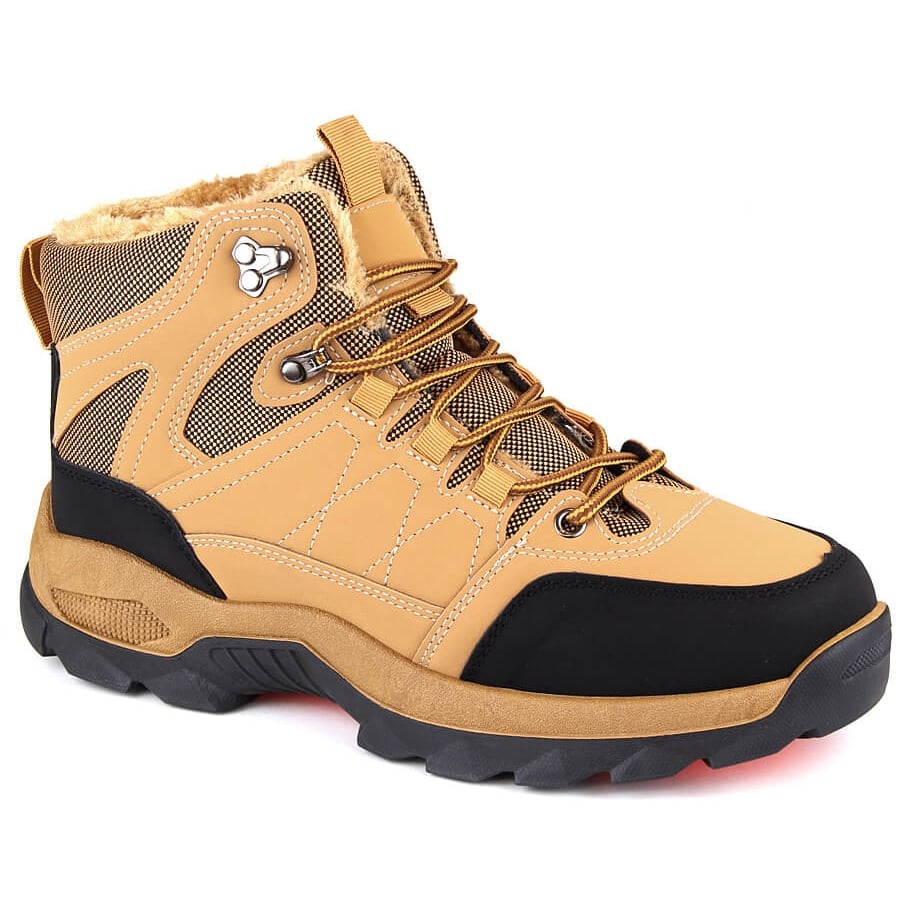 Buty męskie ocieplane zimowe wysokie camel brązowe