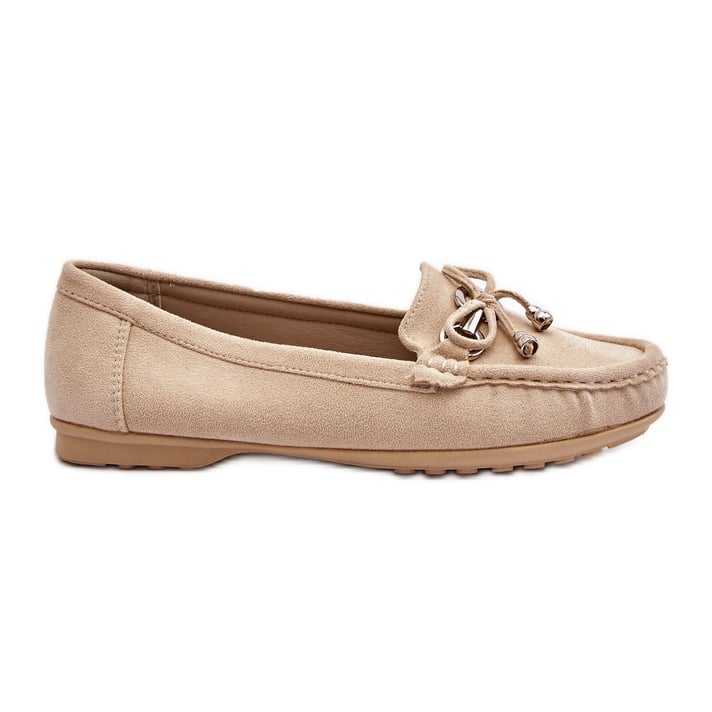 Zamszowe Mokasyny Damskie Ozdobą Beżowe Daphikaia beżowy