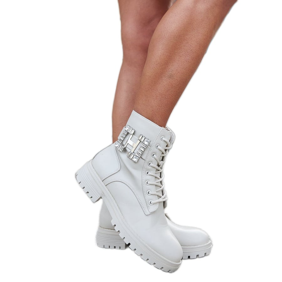 Inna Beżowe workery z ozdobnymi cyrkoniami Guevara beżowy