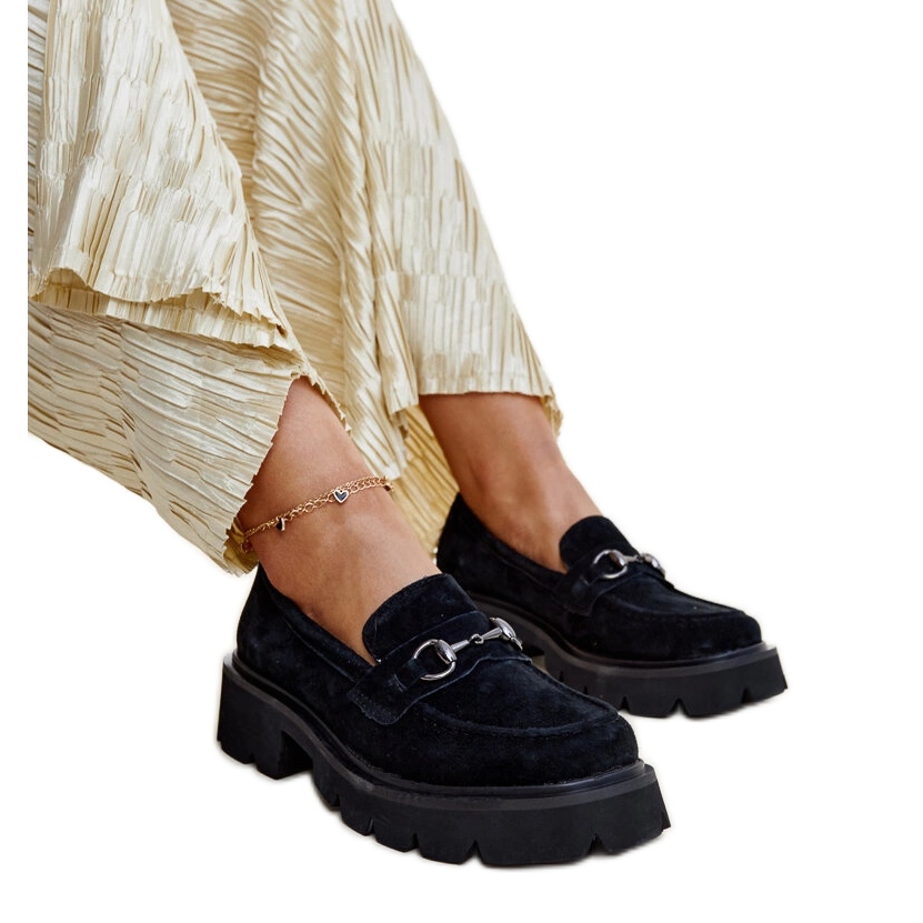 Czarne skórzane mokasyny Vinceza