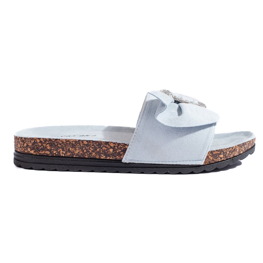 Niebieskie klapki na korkowej podeszwie