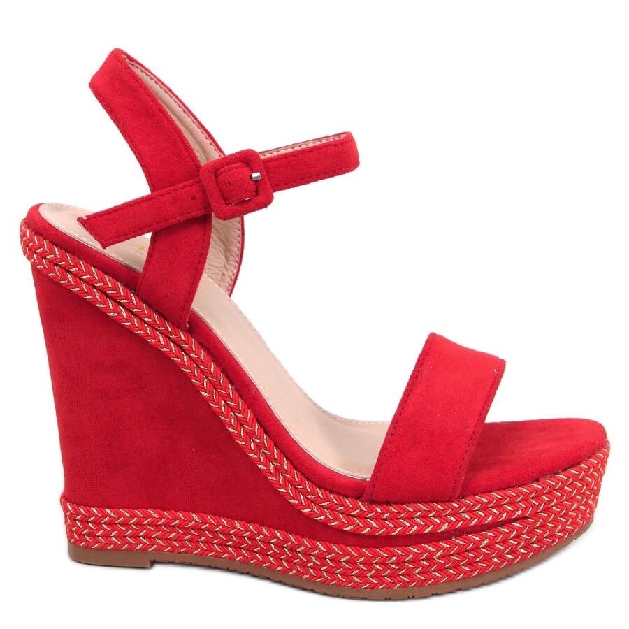 BM Sandałki na koturnie Wexler DK.RED czerwone