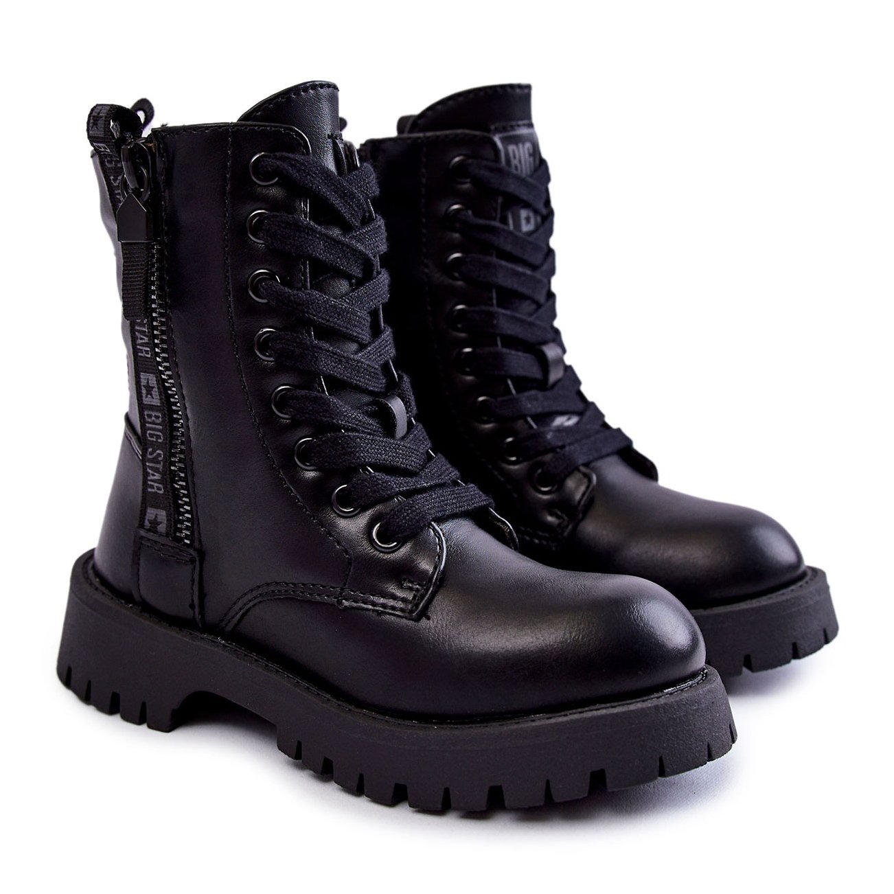 BIG STAR SHOES Dziecięce Botki Na Suwak Big Star KK374136 Czarne