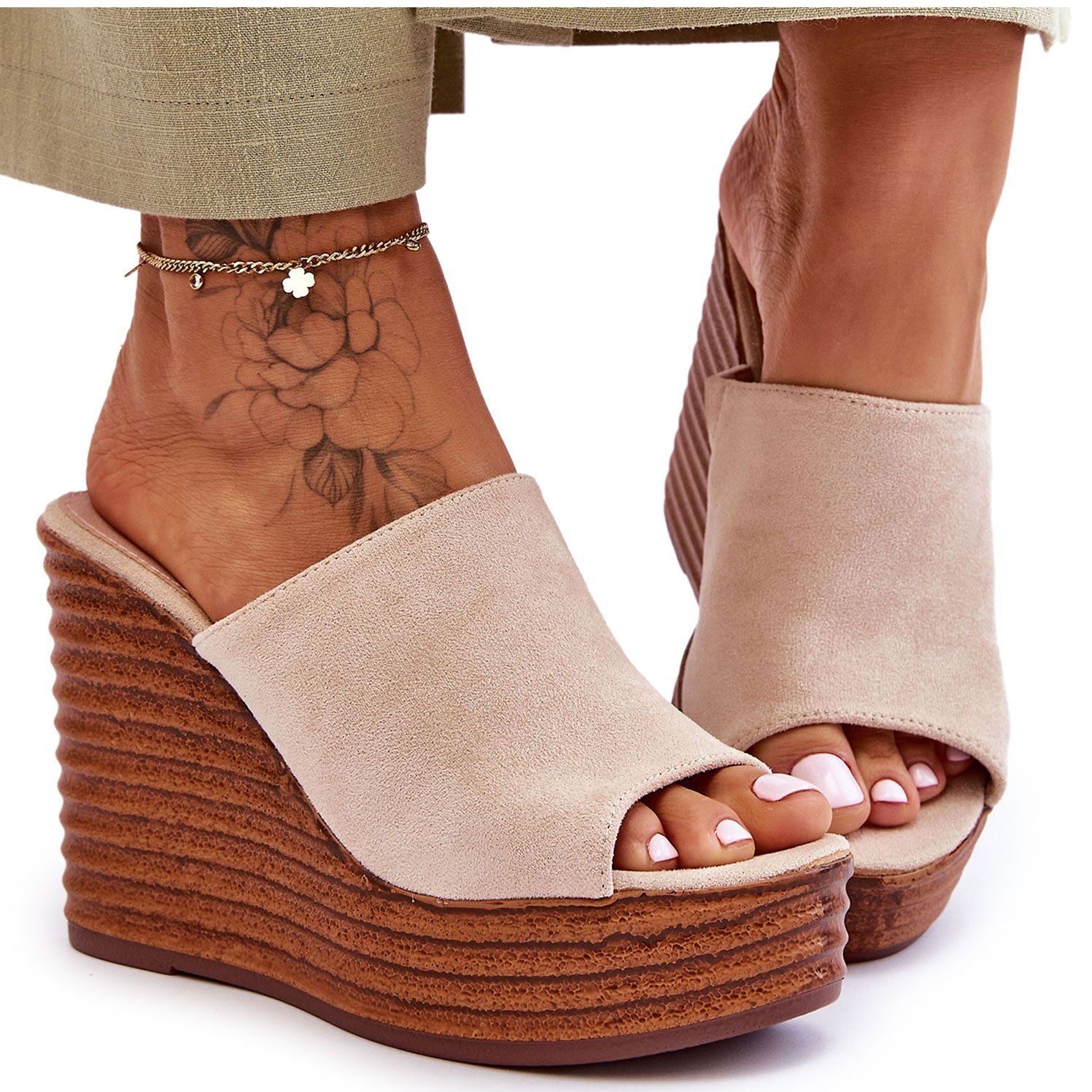 Lekkie Klapki Na Masywnej Platformie Beżowe Good Vibe beżowy