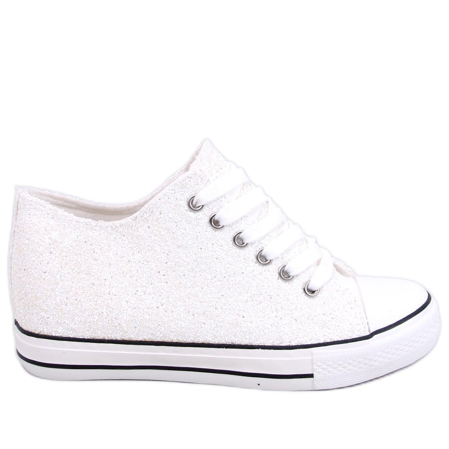 PA1 Trampki brokatowe na koturnie Marble White białe