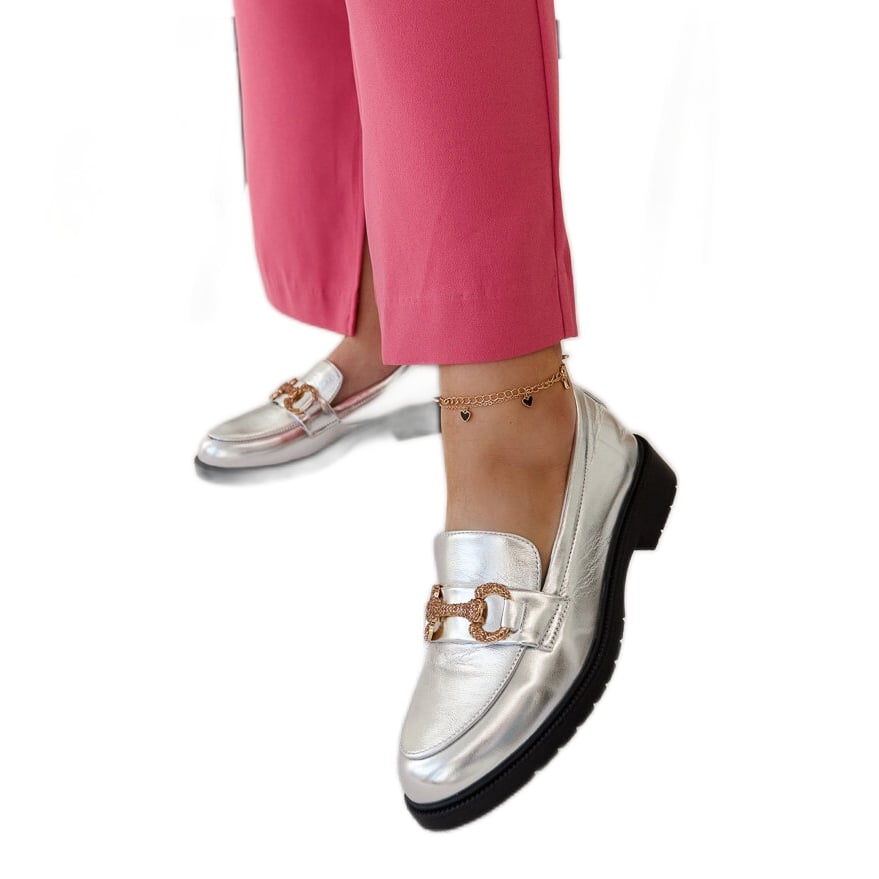 Srebrne mokasyny z cyrkoniami Aleyna srebrny