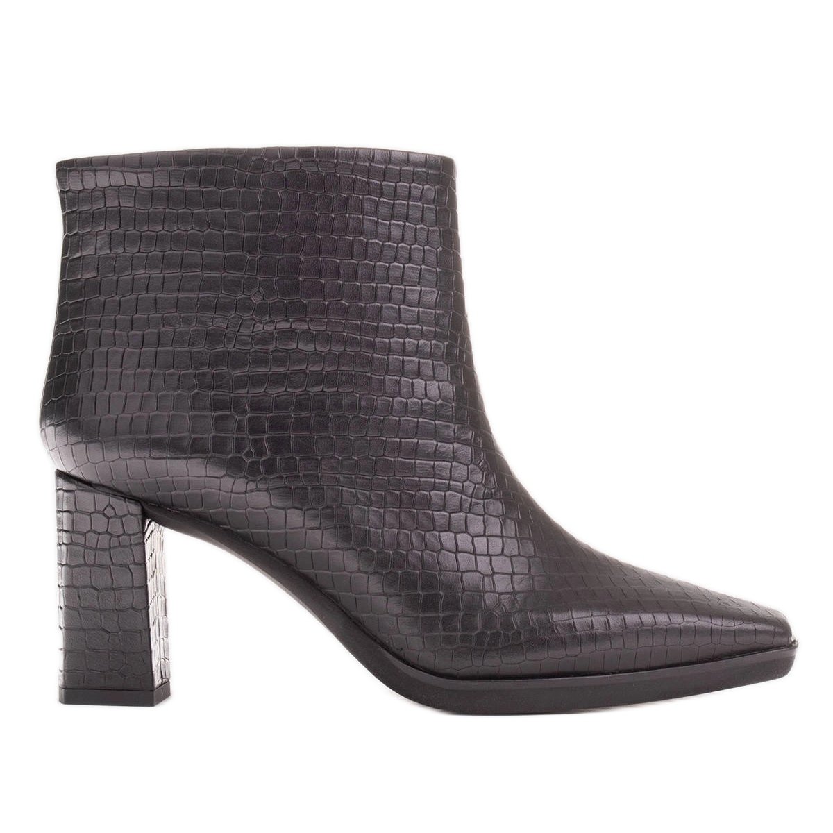 Marco Shoes Botki łączone z dwóch rodzajów skór czarne