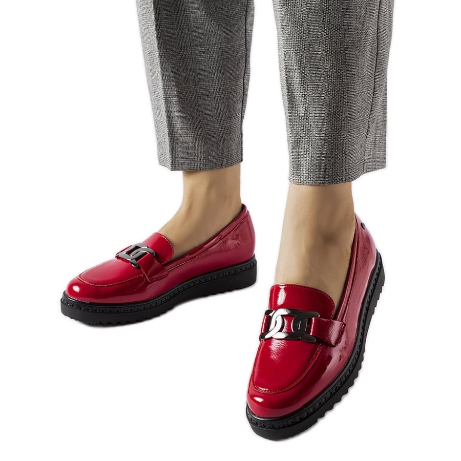 Inna Czerwone lakierowane mokasyny Vinceza