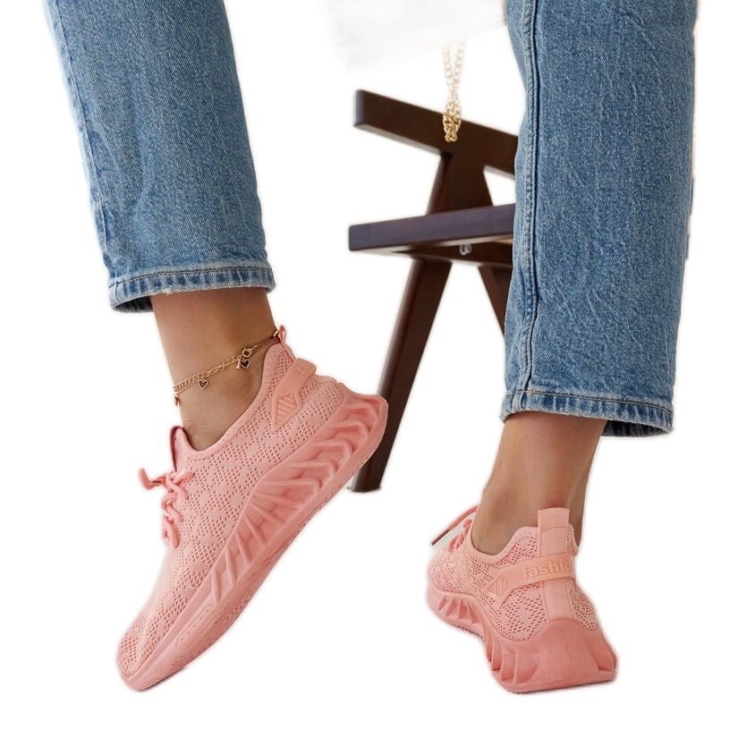 Różowe materiałowe sneakersy Mira