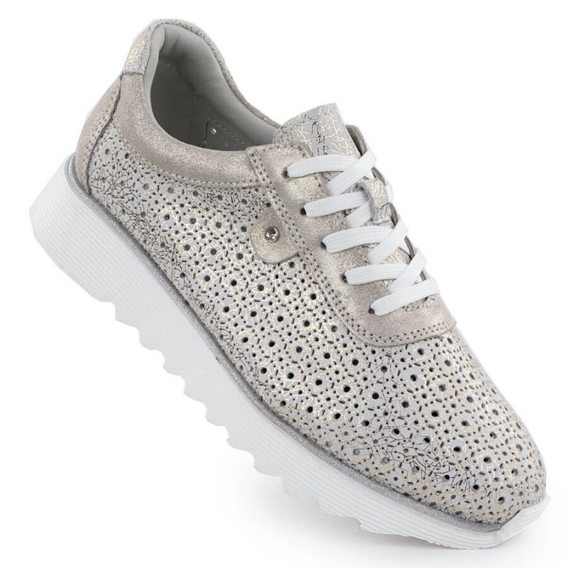 Półbuty sportowe na platformie S.Barski LR51-927 złote złoty