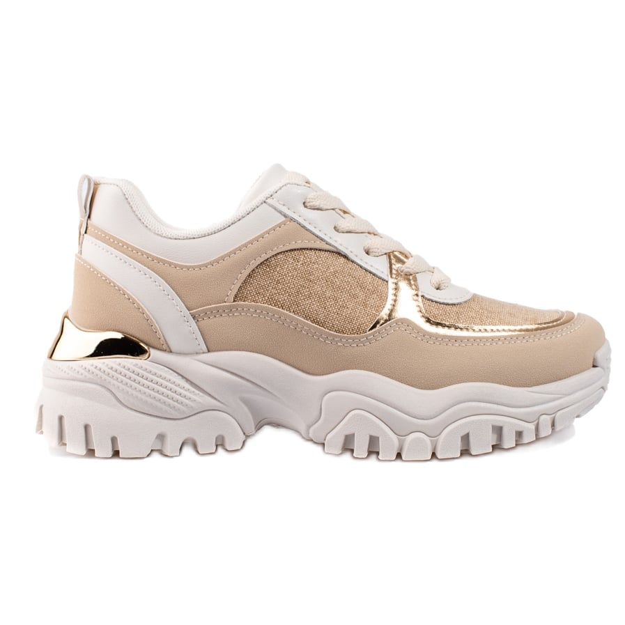Beżowe sneakersy damskie na platformie Shelovet beżowy