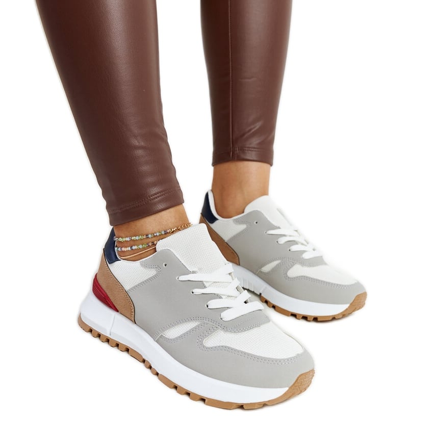 Wielokolorowe sneakersy na platformie Sultisz szare