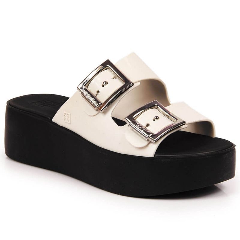 Klapki gumowe na platformie Zaxy W INT1707 białe