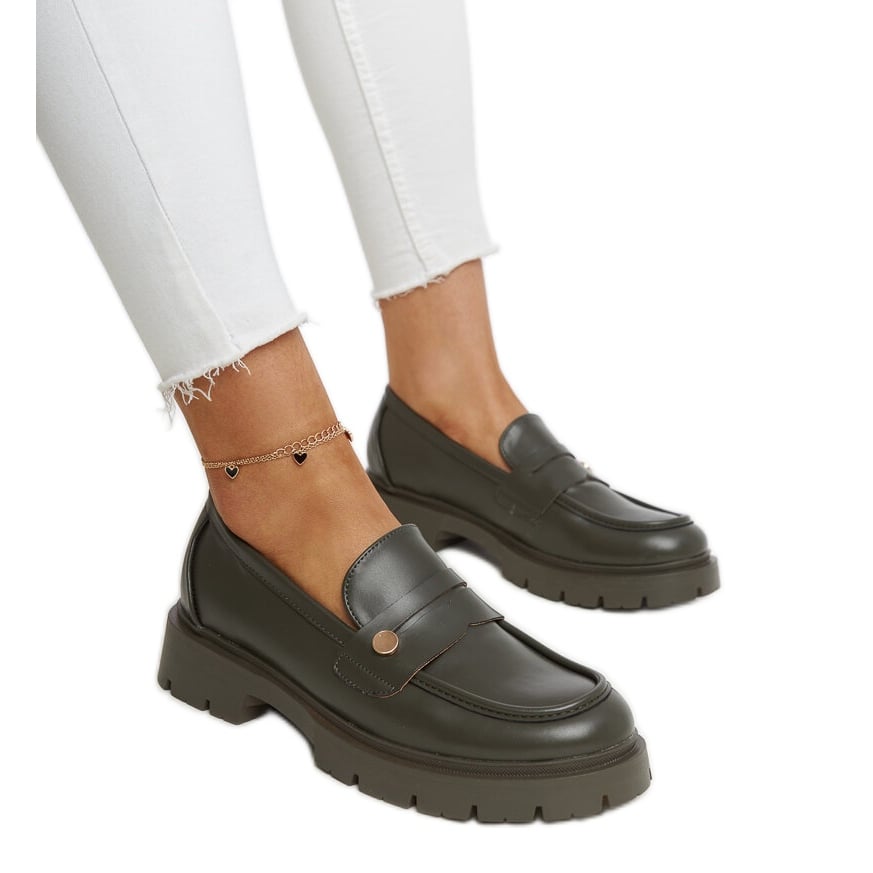 Ciemnozielone mokasyny Eko skórzane Mladenka